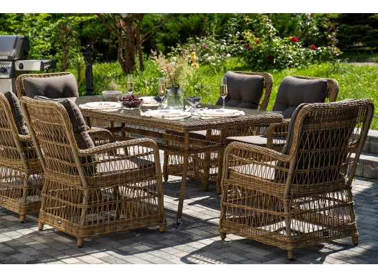 "Цесена" обеденная группа плетеная из искусственного ротанга, цвет соломенный в Кургане