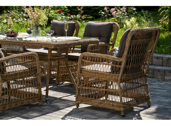 "Цесена" обеденная группа плетеная из искусственного ротанга, цвет соломенный в Кургане