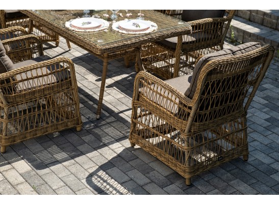 "Цесена" обеденная группа плетеная из искусственного ротанга, цвет соломенный в Кургане