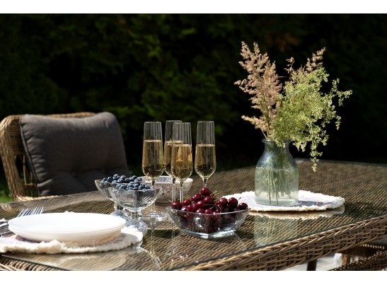 "Цесена" обеденная группа плетеная из искусственного ротанга, цвет соломенный в Кургане