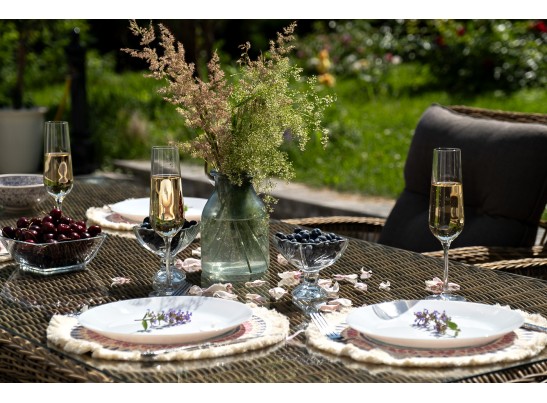 "Цесена" обеденная группа плетеная из искусственного ротанга, цвет соломенный в Кургане