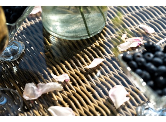 "Цесена" обеденная группа плетеная из искусственного ротанга, цвет соломенный в Кургане