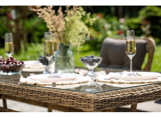 "Цесена" обеденная группа плетеная из искусственного ротанга, цвет соломенный в Кургане