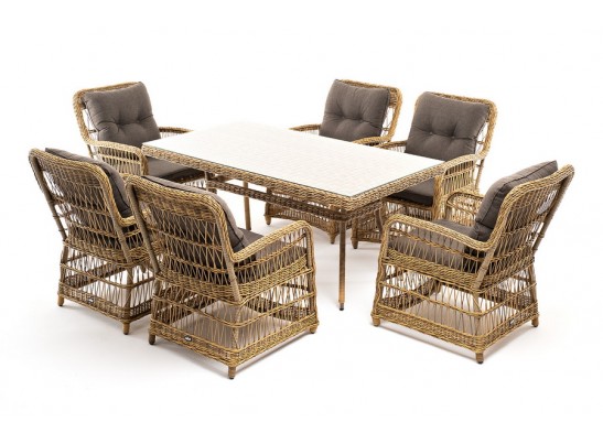 "Цесена" обеденная группа плетеная из искусственного ротанга, цвет соломенный в Кургане