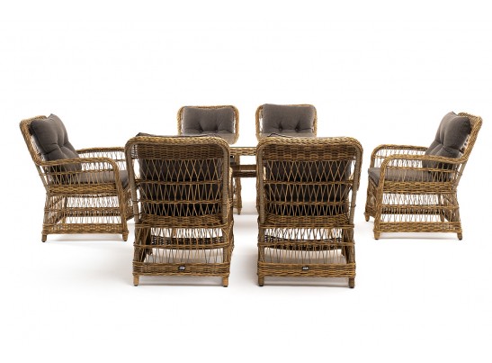 "Цесена" обеденная группа плетеная из искусственного ротанга, цвет соломенный в Кургане