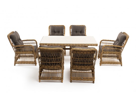 "Цесена" обеденная группа плетеная из искусственного ротанга, цвет соломенный в Кургане