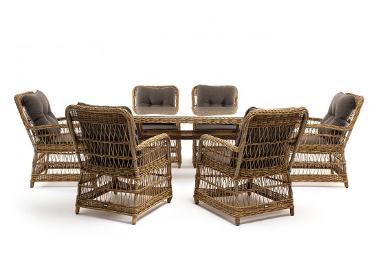 "Цесена" обеденная группа плетеная из искусственного ротанга, цвет соломенный в Кургане