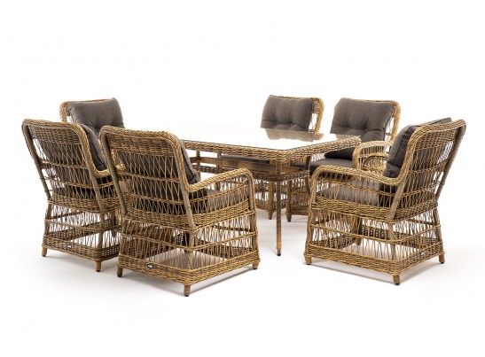 "Цесена" обеденная группа плетеная из искусственного ротанга, цвет соломенный в Кургане