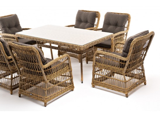"Цесена" обеденная группа плетеная из искусственного ротанга, цвет соломенный в Кургане