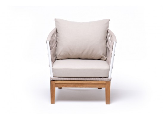 "Диего" кресло плетеное из роупа, каркас алюминий темно-серый (RAL7024), роуп темно-серый круглый, ткань темно-серая в Кургане