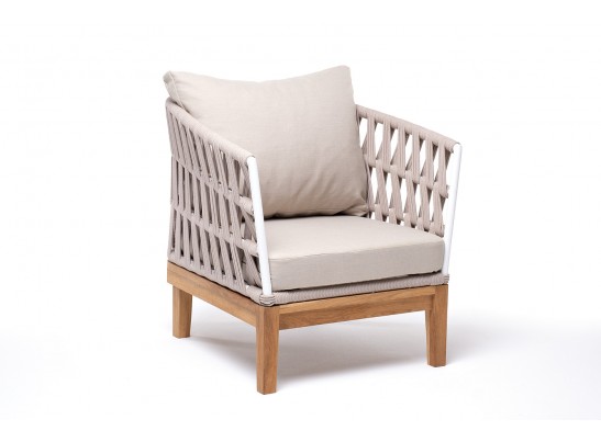 "Диего" кресло плетеное из роупа, каркас алюминий темно-серый (RAL7024), роуп темно-серый круглый, ткань темно-серая в Кургане