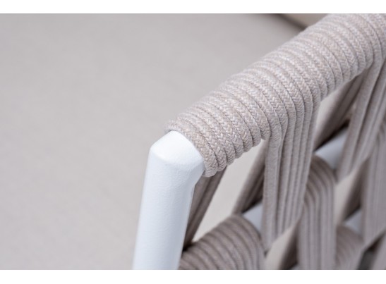 "Диего" кресло плетеное из роупа, каркас алюминий темно-серый (RAL7024), роуп темно-серый круглый, ткань темно-серая в Кургане