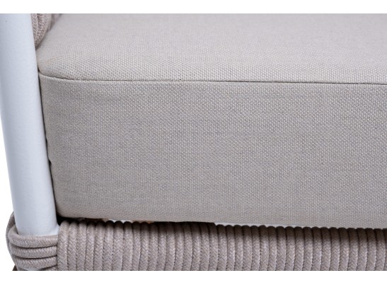 "Диего" кресло плетеное из роупа, каркас алюминий темно-серый (RAL7024), роуп темно-серый круглый, ткань темно-серая в Кургане