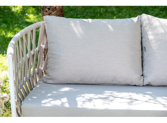 "Диего" лаунж-зона 4-местная плетеная из роупа (веревки), каркас алюминиевый белый, роуп бежевый в Кургане