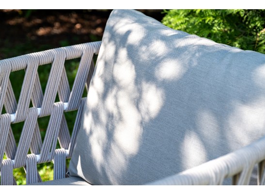 "Диего" лаунж-зона 4-местная плетеная из роупа (веревки), каркас алюминиевый белый, роуп бежевый в Кургане