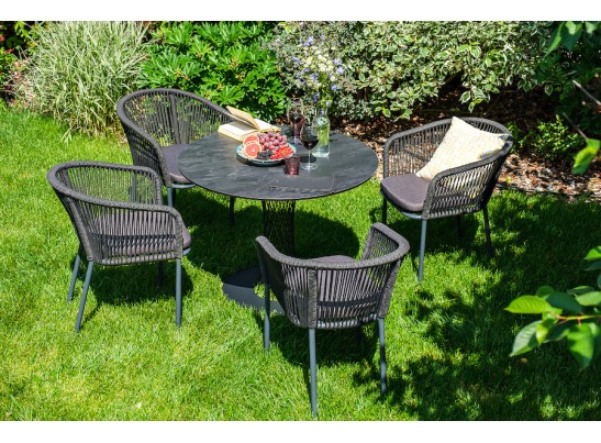 "Диего" обеденная группа на 4 персоны со стульями "Марсель", столешница "серый гранит" в Кургане