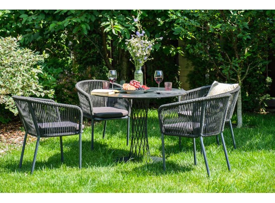 "Диего" обеденная группа на 4 персоны со стульями "Марсель", столешница "серый гранит" в Кургане