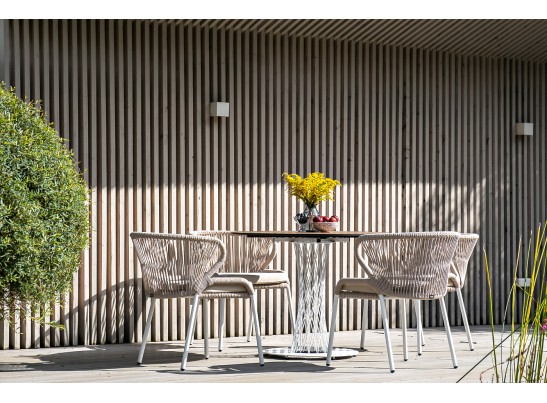 "Диего" обеденный стол из HPL круглый Ø100см, цвет "дуб", каркас белый в Кургане