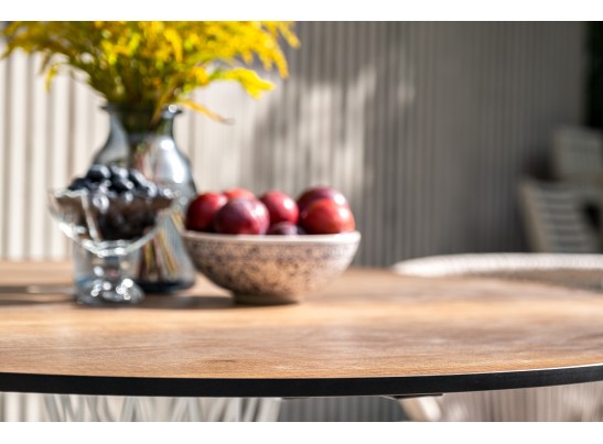 "Диего" обеденный стол из HPL круглый Ø100см, цвет "дуб", каркас белый в Кургане