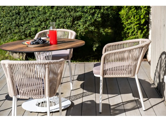 "Диего" обеденный стол из HPL круглый Ø100см, цвет "дуб", каркас белый в Кургане