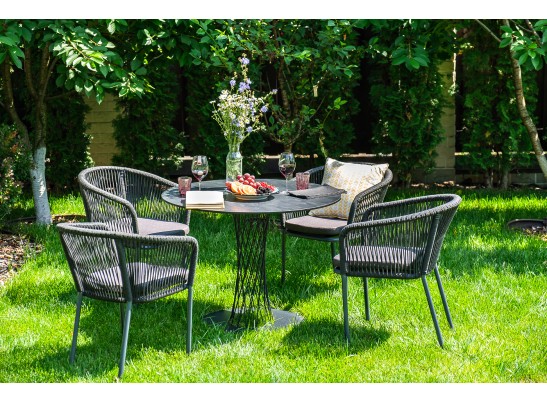 "Диего" обеденный стол из HPL круглый Ø100см, цвет "серый гранит" в Кургане