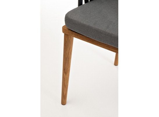 "Диего" стул плетеный из роупа, основание дуб, роуп темно-серый круглый, ткань серая в Кургане