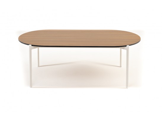 "Диего" журнальный стол из HPL 120х60 H40, каркас белый муар, цвет "дуб" в Кургане