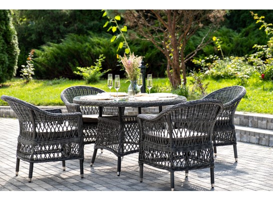 "Дольче" обеденная группа из искусственного ротанга, цвет графит в Кургане