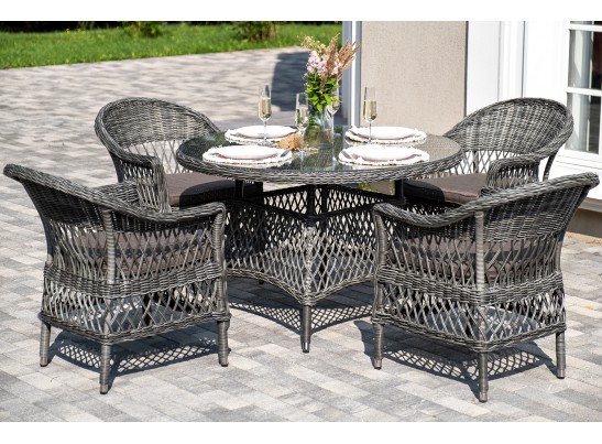 "Дольче" обеденная группа из искусственного ротанга, цвет графит в Кургане
