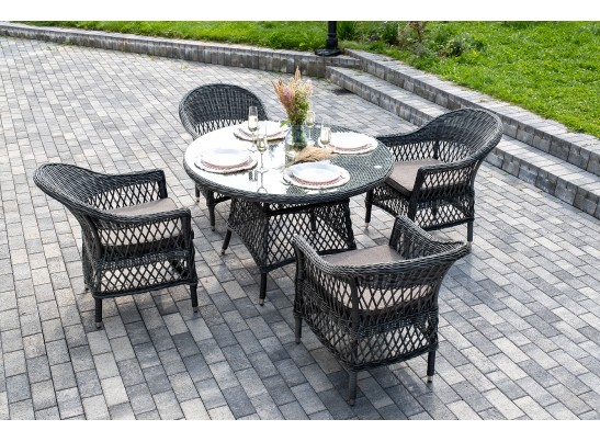 "Дольче" обеденная группа из искусственного ротанга, цвет графит в Кургане