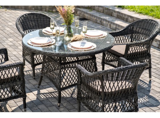 "Дольче" обеденная группа из искусственного ротанга, цвет графит в Кургане