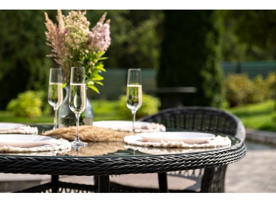 "Дольче" обеденная группа из искусственного ротанга, цвет графит в Кургане