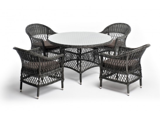 "Дольче" обеденная группа из искусственного ротанга, цвет графит в Кургане