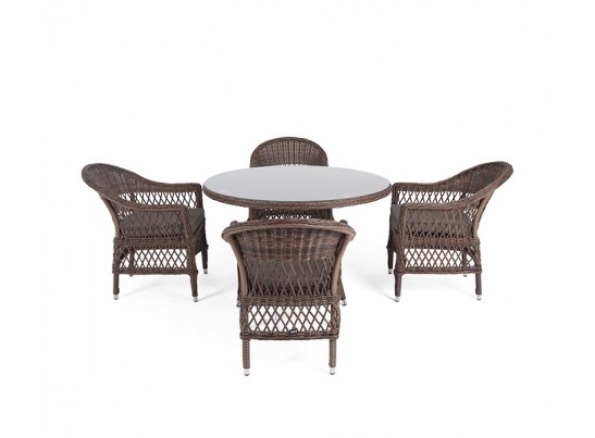 "Дольче" обеденная группа из искусственного ротанга, цвет коричневый в Кургане