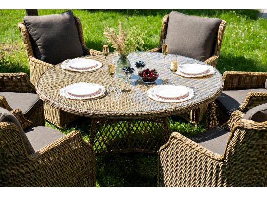 "Эспрессо–150 N" обеденная группа плетеная, цвет соломенный в Кургане