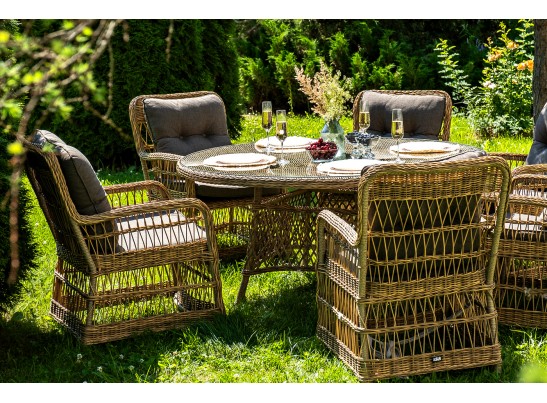 "Эспрессо–150 C" обеденная группа плетеная, цвет соломенный в Кургане