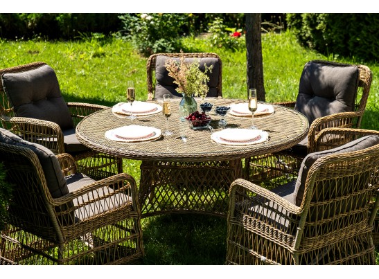 "Эспрессо–150 C" обеденная группа плетеная, цвет соломенный в Кургане