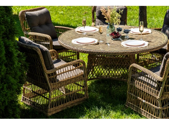 "Эспрессо–150 C" обеденная группа плетеная, цвет соломенный в Кургане