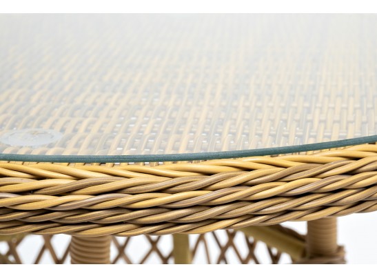 "Эспрессо" плетеный круглый стол, диаметр 80 см, цвет соломенный в Кургане