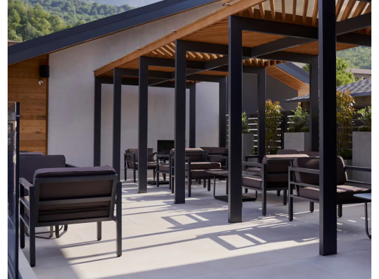 "Эстелья" кресло, каркас алюминий темно-серый (RAL7024) муар, ткань темно-серая 027 в Кургане