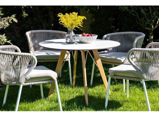 "Франческо" интерьерный стол из HPL круглый Ø100см, цвет молочный в Кургане