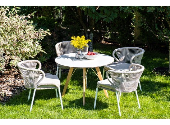 "Франческо" интерьерный стол из HPL круглый Ø100см, цвет молочный в Кургане