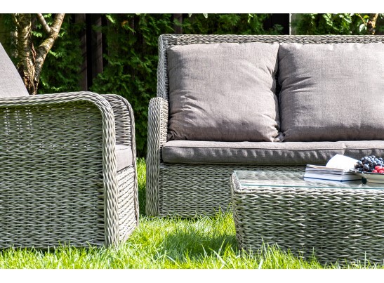 "Гляссе" диван трехместный из искусственного ротанга (гиацинт), цвет серый в Кургане