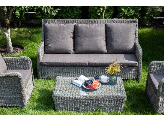"Гляссе" диван трехместный из искусственного ротанга (гиацинт), цвет серый в Кургане