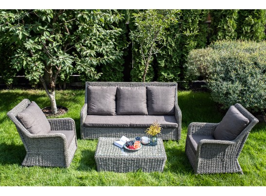 "Гляссе" диван трехместный из искусственного ротанга (гиацинт), цвет серый в Кургане