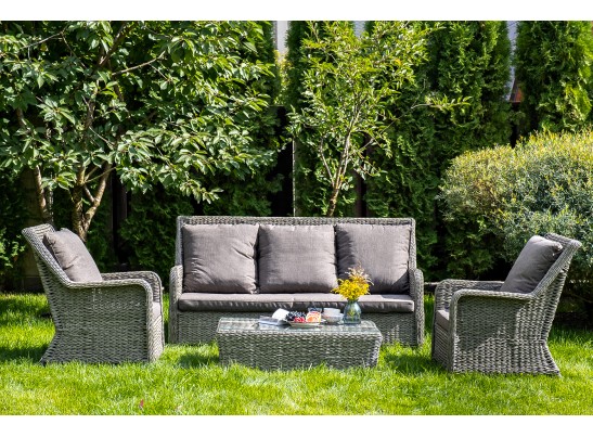 "Гляссе" лаунж-зона из искусственного ротанга (гиацинт), цвет серый в Кургане