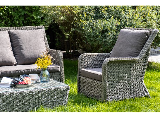 "Гляссе" лаунж-зона из искусственного ротанга (гиацинт), цвет серый в Кургане