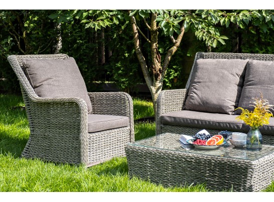 "Гляссе" лаунж-зона из искусственного ротанга (гиацинт), цвет серый в Кургане