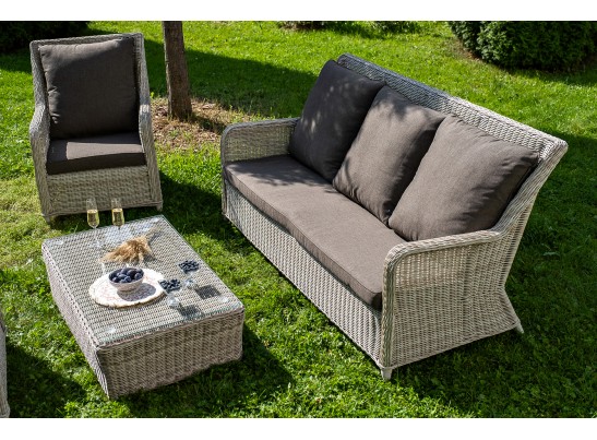 "Гляссе" лаунж-зона из искусственного ротанга, цвет бежевый в Кургане