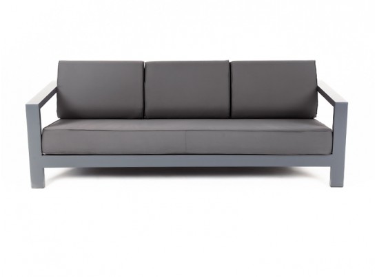 "Гранада" диван 3-местный, каркас алюминий темно-серый (RAL7024) муар, ткань темно-серая 027 в Кургане